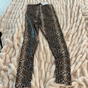 Faux leather snake print leggings